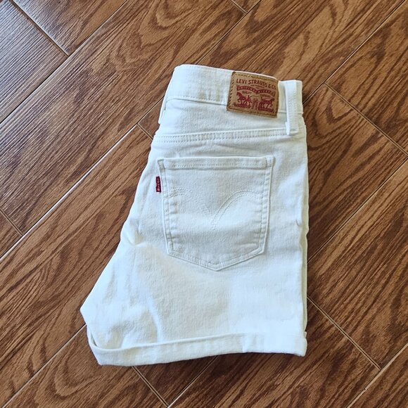 Levi’s White Mid Length Denim Shorts | Size 30 High Rise Cuffed Jean Shorts - Picture 5 of 5